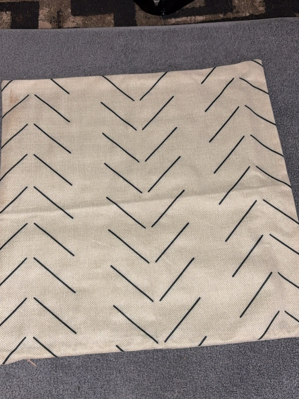 Neutral Chevron Accent Pillow Cover in Beige and Black